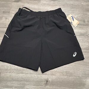 Asics Mens 7in Black Athletic Shorts with Logo size Medium